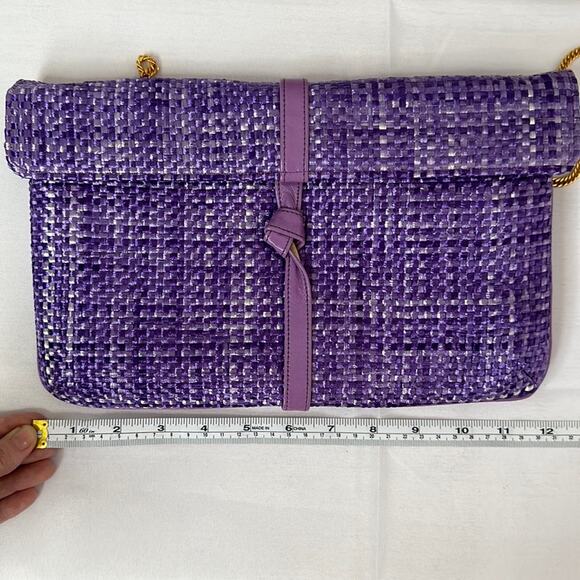 HILF Originals Vintage Retro Purple Weave Shoulder Bag Gold Chain Strap - Picture 8 of 11